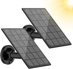 Solar Panel for Wireless Outdoor Security Camera,Compatible with DC 5V Rechargeable Battary Powered Surveillance Camera, Continuously Power for Outdoor Security Camera,5V 3.5W Micro USB Port2 Pack