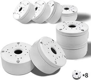 (Waterproof Camera Junction Box) Universal Bullet Security Camera Mount Bracket Hide Cable, Metal Electric Enclosure, Outdoor Camera Cover, Base Junction Box for CCTV Cams (8 Pack)