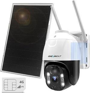 4G LTE Cellular Solar Security Camera Outdoor Wireless, GENBOLT 8W 15600mAh Battery Operated Surveillance Camera No WiFi, PTZ IP Camera System with SIM Card, PIR Siren Alarm with Humanoid Detection