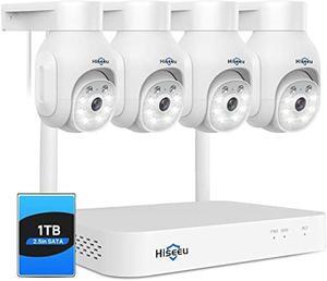 Hiseeu 5MP Wireless PTZ Security Camera System, Indoor Outdoor IP66 Waterproof WiFi Camera, 4K 10CH NVR, 2-Way Audio, Motion Detection Alarm, Plug-in 24/7 Surveillance, Night Vision 1TB Hard Drive