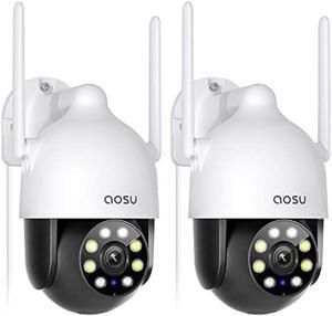 AOSU 2K 2-Pack Outdoor Security Camera with 360° Pan-Tilt, WiFi Camera Surveillance Exterieur with Humanoid Racking & Motion Detection, Full-Color Night Vision, 2-Way Audio, IP66 Waterproof, Alexa