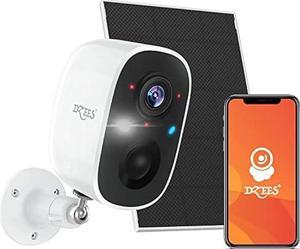 Dzees Solar Powered Security Cameras Wireless Outdoor WiFi, 1080P Color Night Vision Outdoor Camera, Wireless Home Security Cameras System with Solar Panel, Spotlight/Alarm, AI Detection, 2-Way Talk