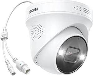 ZOSI ZG2258D 4K Add on Camera with Night Vision,Sound & Light Alarm,Two-Way Audio,IP66 Weatherproof,8MP Dome PoE IP Security Camera for Outdoor Indoor use,Only Work with ZOSI 4K PoE NVR
