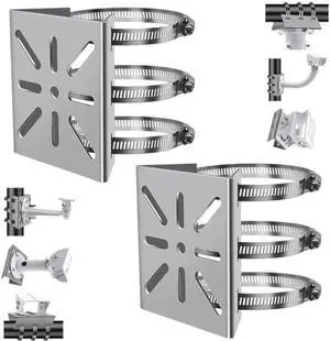 Lighfast 2pcs Universal Wall Mounting Bracket with 6 Loops, Stainless Steel Vertical Pole Mount Adapter for CCTV Security Camera PTZ Dome Indoor Outdoor AP Access Point Client CPE