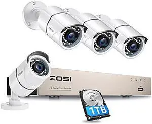 ZOSI 8CH 3K Lite Home Security Camera System Outdoor with 1TB HDD,AI Human/Vehicle Detection,120ft Night Vision,H.265+ 8 Channel Wired DVR with 4pcs 1080P Weatherproof CCTV Cameras,for 24/7 Recording