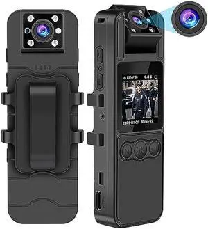 Sixmou Body Camera with Audio and Video Recording, HD 1296P Body Cam with 180° Rotating Lens, Night Vision, 64G B9 Body Worn Camcorder, Perfect for Personal Civilians, Police Law Enforcement