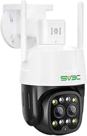 SV3C PTZ Security Camera Outdoor WiFi 4MP Dual Lens Wireless IP Cam with Auto Tracking Floodlight Color Night Vision 2-Way Audio Motion Detection, RTSP, FTP, SD Card Record, BlueIris, Onvif Conformant