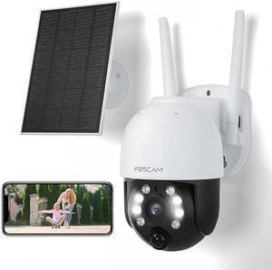 FOSCAM B4 Solar Security Cameras Wireless Outdoor, 4MP PT Battery Powered 2.4G Wi-Fi Camera for Home Surveillance Outside with Spotlights, 2K Night Vision, 2-Way Audio, PIR Detection, IP65