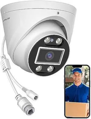 FOSCAM T8EP IP PoE Camera, 8MP(4K) UltraHD Outdoor/Indoor Security IP Cameras with Two-Way Audio, Dome Surveillance Camera for Home, Color Night Vision, Human/Vehicle Detection, IP66 Waterproof