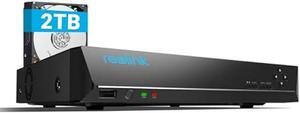 REOLINK 4K 8CH Network Video Recorder for Home Security Camera System, Only Work with 12MP/4K/5MP/4MP HD Reolink IP Cameras PoE NVR, 24/7 Recording to Pre-Installed 2TB Hard Drive, RLN8-410