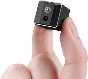 Pomocuty Mini Spy Camera 1080P Hidden Camera - Portable Small HD Nanny Cam with Night Vision and Motion Detection - Indoor Covert Security Camera for Home and Office - Hidden Spy Cam, black