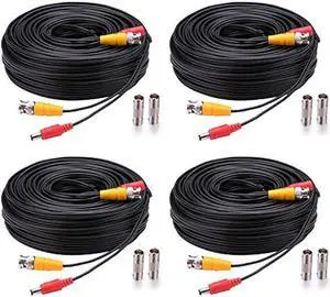 WILDHD Bnc Cable 4x150ft All-in-One Siamese Video and Power Security Camera Cable,BNC Extension Wire Cord with 2 Female Connectors for All Max 5MP HD CCTV DVR Surveillance System (4x150ft,Black)