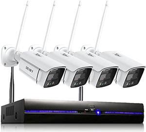 REIGY 3MP WiFi Security Camera System with Floodlight Without Hard Drive, 2K Outdoor Home Surveillance Set 8CH 5MP NVR + 4X 1296P IP Cam, 2-Way Audio Remote View Color Night Vision Motion Detection