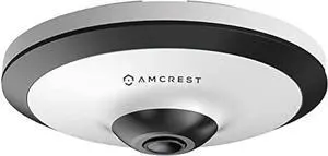 Amcrest Fisheye IP POE Camera, 360° Panoramic 5-Megapixel POE IP Camera, Fish Eye Security Indoor Camera, 33ft Nightvision, IVS Features and People Counting, MicroSD Recording, IP5M-F1180EW-V2 (White)