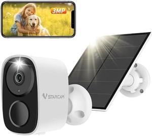 VSTARCAM Solar Security Camera Outdoor, 3MP Color Night Vision, Outdoor Camera Wireless Solar Powered with PIR, Spotlight & Siren 2-Way Talk, Free Cloud Storage, IP66 Waterproof