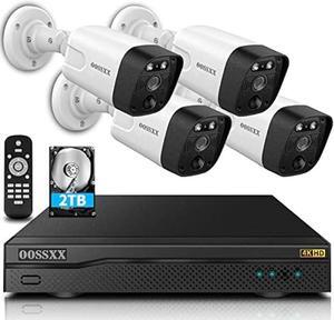 (4K/8.0 Megapixel & 130° Ultra Wide-Angle) 2-Way Audio PoE Outdoor Home Security Camera System, 4 Wired Outdoor Video Surveillance IP Cameras System 2TB
