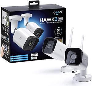 Geeni Hawk 3 HD 1080p Outdoor Security Camera, IP66 Weatherproof WiFi Surveillance with Night Vision, 2-Way Audio, and Motion Detection - White (2-Pack)