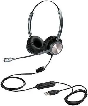 N/X USB Headset with Microphone Noise Cancelling and Volume Controls, Computer Headphone Headset with Voice Recognition Mic for UC Softphones Business Skype Lync Conference Online Course and More