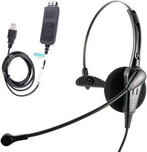 INNOTALK Cost Effective USB Computer Headset, Durable Call Center Headset for Softphone of Teams, Skype for Business, Cisco Jabber Etc