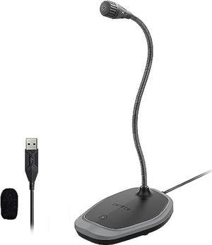 USB Microphone, Plug & Play Microphone for PC, Desktop Omnidirectional Condenser Laptop Mic, Mute Button with LED Indicator, Compatible with Windows/Mac, Ideal for YouTube Videos, Skype, Recording