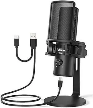 VeGue USB Microphone, Computer Cardioid Condenser PC Gaming Mic for Gaming, Streaming, Podcasting, YouTube, Voice Over, Twitch, with Gain ControlPop Filter, Shock Mount, All Metal Desktop Mic