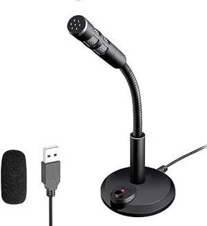 USB Computer Microphone,Plug and Play Desktop PC Laptop Microphone with Mute Button and LED Indicator for Streaming,Podcasting,Recording,Gaming,Skype,YouTube Mic for Mac or Window Black.