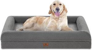 Loeysu XXL Large Dog Beds,Memory Foam Orthopedic Dog Bed with Bolster,Waterproof Lining Washable Removable Cover with Nonskid Bottom Dog Beds for Large Dogs