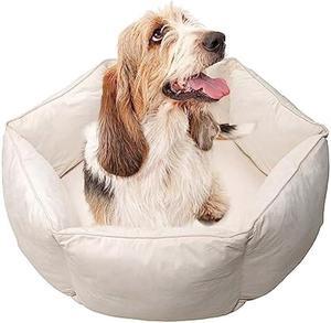 Neatki Orthopedic Ultra Soft Plush Dog Bed for Medium Dogs, Memory Foam, Water Resistant Cozy Round Bed with Removable Washable Cover and Nonskid Bottom (Beige, Round)