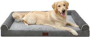 Dog Beds for Large Dog Orthopedic Dog Bed for Large Dogs Egg Foam Sofa Dog Bed with Waterproof Lining Large Dog Bed with Removable Washable Cover Nonskid Bottom Dog Crate Bed,XL 42x30x7.5Inch, Grey