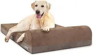 WEVEGO Jumbo Orthopedic Dog Bed, Pillow Dog Bed with Thicken Gel Memory Foam Flannel Fabric, Durable Waterproof Liner & Removable Washable Cover with Non-Slip Bottom