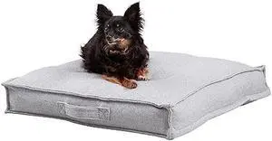 Happy Hounds Milo Square Tufted Pillow Dog Bed, Cement, Small (24 x 24)