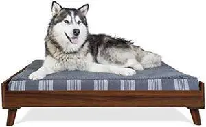 Furhaven (Old Version) Elevated Dog Bed Frame for 44 x 35 XL Dog Beds, Easy Assembly - Mid-Century Modern Bed Frame - Walnut, Jumbo/XL