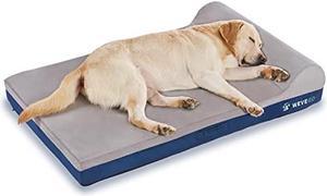 WEVEGO Dog Bed Large Dog Bed with Pillow Thicken Gel Memory Foam Flannel Fabrice Dog Bed Durable Waterproof Liner  Removable Washable Cover with NonSlip Bottom Sizes Medium Blue