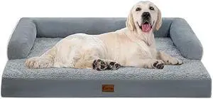 Casa Paw Orthopedic Dog Beds for Extra Large Dogs, Waterproof Dog Beds XLarge, Memory Foam Dog Couch Bed, Comfy Bolster Pet Bed with Removable Washable Cover, Nonskid Bottom (X-Large, Grey)