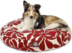Red Plantation Medium Round Indoor Outdoor Pet Dog Bed With Removable Washable Cover By Majestic Pet Products