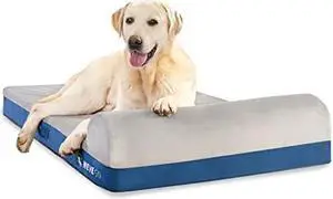 WEVEGO Orthopedic Dog Bed, Pillow Dog Bed with Thicken Gel Memory Foam Flannel Fabric, Durable Waterproof Liner & Removable Washable Cover with Non-Slip Bottom, Size Large