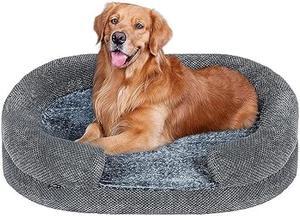 Miorun Orthopedic Dog Beds for Large Dog, Egg-Crate Memory Foam Sofa with Sides and Washable Cover, Large Dog Bed and Couch with Washable Removable Cover and Non-Slip Bottom, L