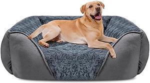 INVENHO XX-Large Dog Bed for Large Medium Small Dogs, Rectangle Washable Dog Bed, Orthopedic Dog Bed, Soft Calming Sleeping Puppy Bed Durable Pet Cuddler with Anti-Slip Bottom XXL(42x30x10)