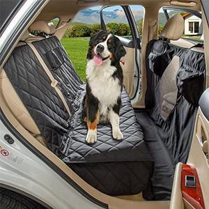 YEENIS Car Seat Cover for Dogs All Covered Back Seat Cover with Mesh Window, Bench and Hammock Seat Cover Combination Detachable Pet Seat Cover Suitable for Most Vehicles (Black, X-Large)