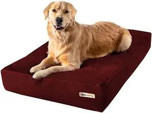 Big Barker Sleek Orthopedic Dog Bed - 7 Dog Sofa Bed for Large Dogs w/Washable Microsuede Cover - Sleek Elevated Dog Bed Made in The USA w/ 10-Year Warranty (Sleek, Large, Burgundy)
