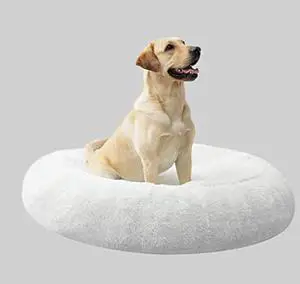 HCMIZI Anti-Anxiety Donut Dog Cuddler Bed, Fluffy Dog Bed with High-Density Memory Foam Bottom Cushion, Ideal for Older Dogs and Those with Joint Problems,Fits up to 15-150 lbs