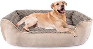 JOEJOY Rectangle Dog Bed for Large Medium Small Dogs Machine Washable Sleeping Sofa Non-Slip Bottom Breathable Soft Puppy Bed Durable Orthopedic Calming Pet Cuddler, Multiple Size, Beige