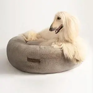 UnHide Floof Pet Bed - XL (40x14) - Extra Soft Dog Bed - Removable Faux Fur Cover - Machine Washable - Helps Ease Pet Anxiety & Provides The Perfect Sleep, Taupe Ducky