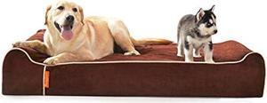 Laifug Orthopedic Memory Foam Extra Large Dog Bed Pillow(50x36x10, Chocolate) Durable Water Proof Liner & Removable Washable Cover & Smart Design