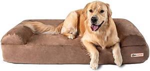 Big Barker 7 Orthopedic Dog Bed Sofa Edition - Dog Beds for Large Dogs Made with OrthoMedic Foam - Khaki, Large - Supports Joints, Boosts Quality of Life, and Better Rest, Made in USA