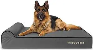 The Dogs Bed Orthopedic Headrest Dog Bed XL Grey/Black 46x28, Memory Foam, Pain Relief for Arthritis, Hip & Elbow Dysplasia, Post Surgery, Lameness, Supportive, Calming, Waterproof Washable Cover