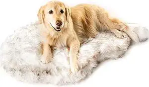 Paw Brands White PupRug Faux Fur Orthopedic Dog Bed, 40 L X 25 W