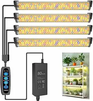 DOMMIA Grow Light, 2ft 80W Grow Light Strip, 3 Spectra Modes, Dimmable Plant Growing Light Fixtures, Full Spectrum Grow Lights for Indoor Plants, Indoor Grow Lights for Greenhouse, Tomatoes, Peppers