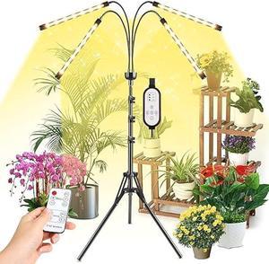 Grow Lights for Indoor Plants Full Spectrum with 15-60 inches Adjustable Tripod Stand Plant Light with 4/8/12H Timer with Remote Control