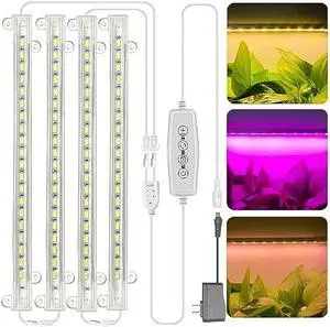 Grow Light for Indoor Plants Abonnyc 96 LEDS Plant Grow Light Strips 10 Inch Warm White Light & Red Light Full Spectrum with Auto On/Off Timer Sunlike Small Grow Lamp for Hydroponics Succulent, 4 Bars